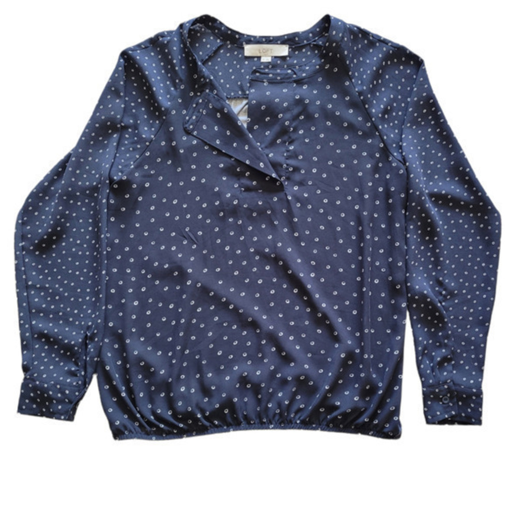 Ann Taylor Loft Raglan Long Sleeve Crew Neck Elastic‎ Waist Top